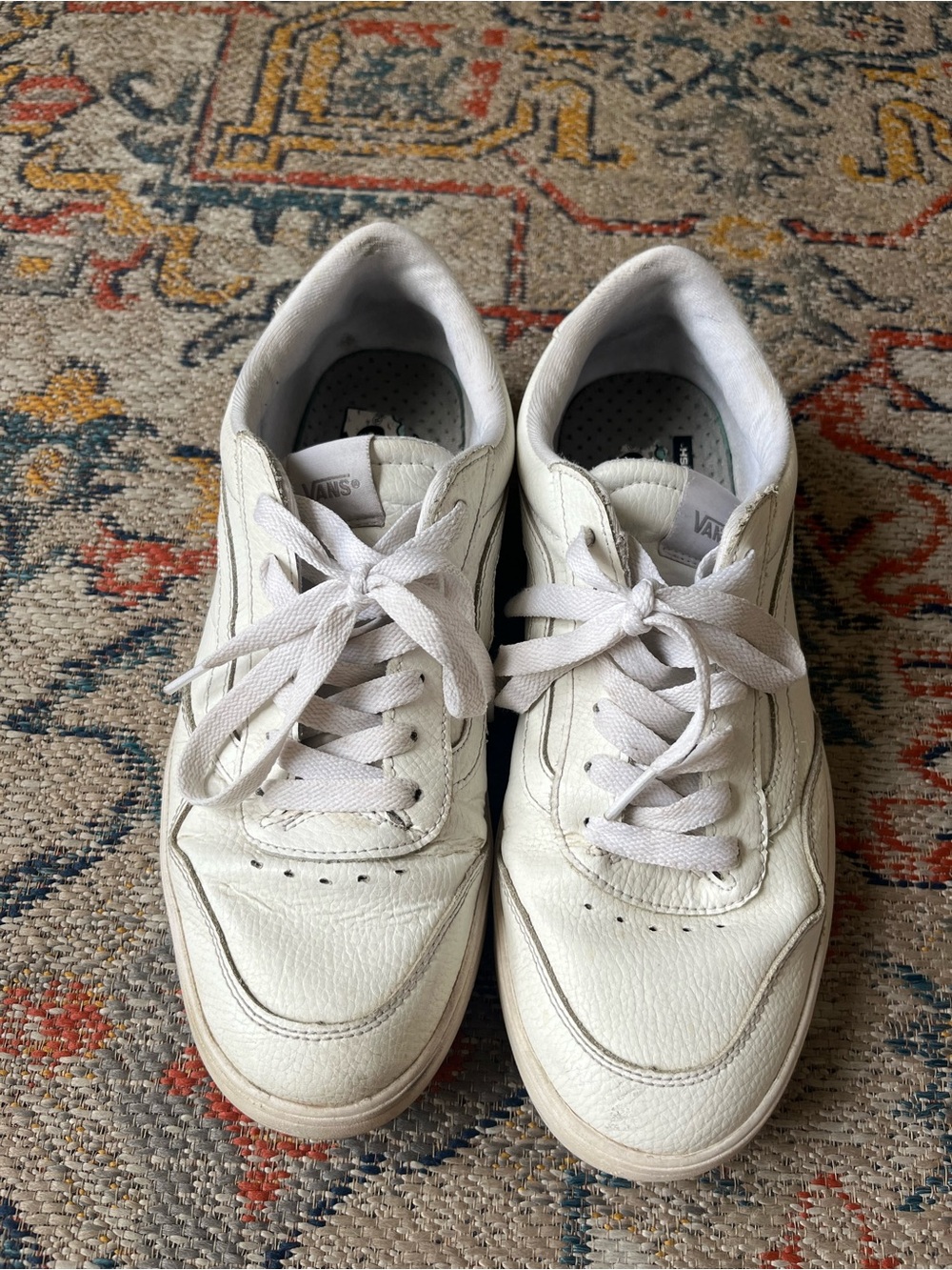 Vans White Men's Low-Top Leather Sneakers Size 9.5